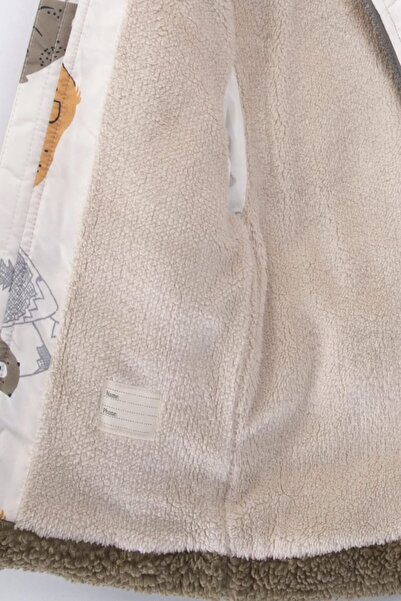 DeKuBaby Sevimli Ayı Ve Fil Desenli,Kapüşonlu ,İçi Yumuşak Kürk Astarlı, Cepli, Su geçirmez,Çocuk Kışlık Mont