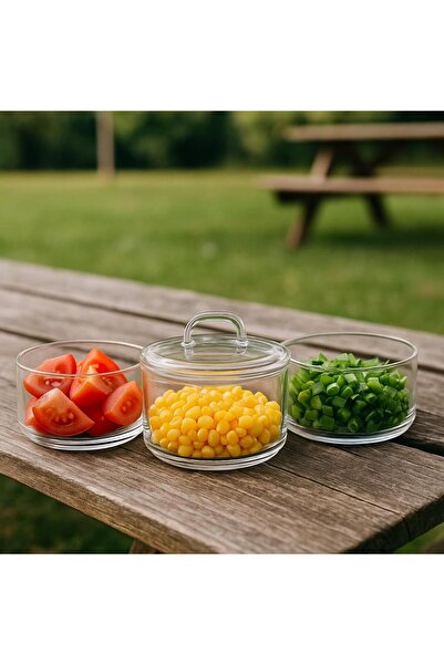 isra kristal Glass Storage Container 3-Tier Set - Kitchen Interior Organizer - Food Storage Jar