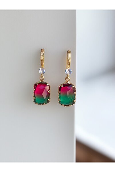 FAYRA ACCESSORIES Kristal Taşlı Altın Kaplama Küpe