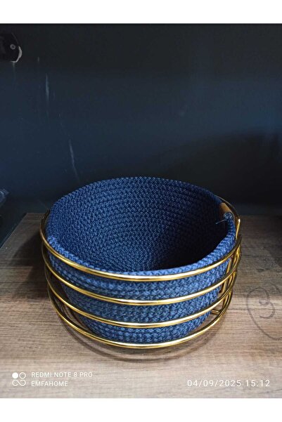 EMFA HOME سلة خبز فاخرة من السلك الذهبي مع قماش داخلي لسطح طاولة المطبخ