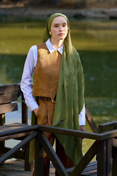 ED Scarf Welness Monogram Desen Şal - Yeşil