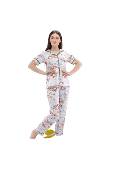 Generic Women's Short-Sleeved Cotton Button-Down Pajamas - PJ 2104