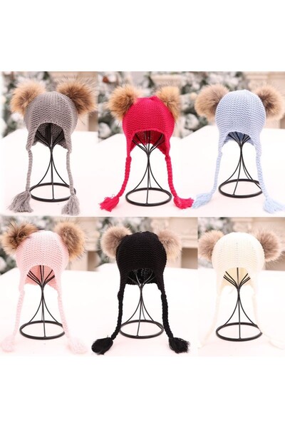 JollyMag Eva Hat with 2 Drool Pom Poms (Color: Black)