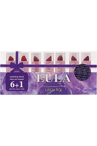 Eula مجموعة أحمر شفاه بيوتي مات، 6+1 - يدوم طويلاً، مقاوم للماء، غني بالتصبغ، لا يسبب الجفاف