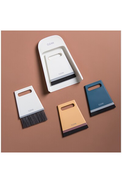 Bibilel Mini Broom and Dustpan Set, Flippy, Household Use, Two Brushes, for Office, Kitchen, Home, 19.5x13.8x3.