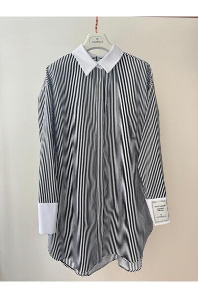 Moodbasic Striped shirt with label detail