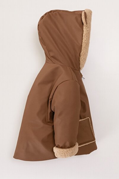 DeKuBaby Hooded, Ear Detailed, Soft Fur Lining Inside, Pockets, Waterproof, Baby-Child Winter Coat