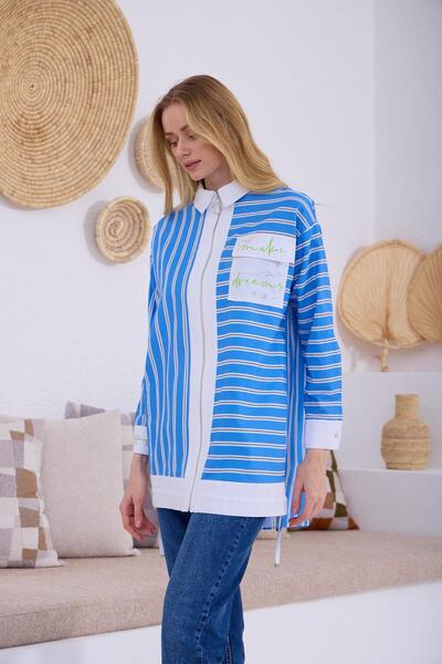 Moodbasic Printed detailed striped shirt