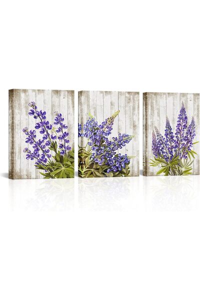 ALAYRA International 3-Piece Purple Flowers Canvas Wall Art – Texas Bluebonne...