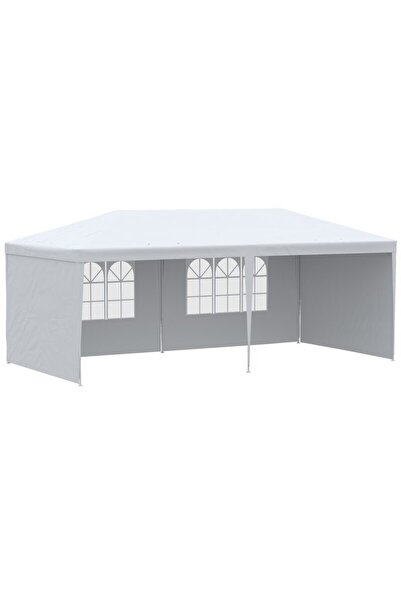 JollyMag Zahradní/komerční pavilon, kovový rám, 4 stěny, skládací, bílý, 5,85x2,95x2,55 m