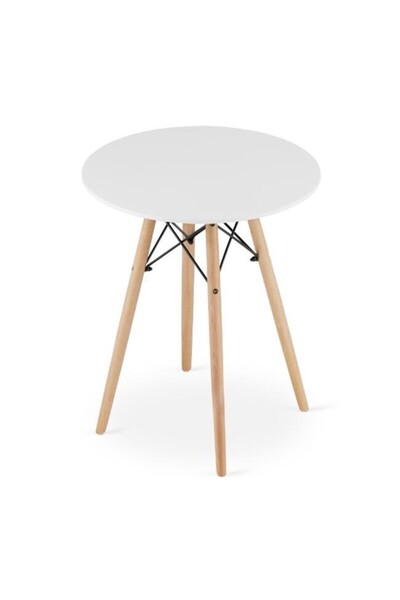 JollyMag Masa stil scandinav, Artool, rotund, MDF si lemn, alb, 60x72 cm