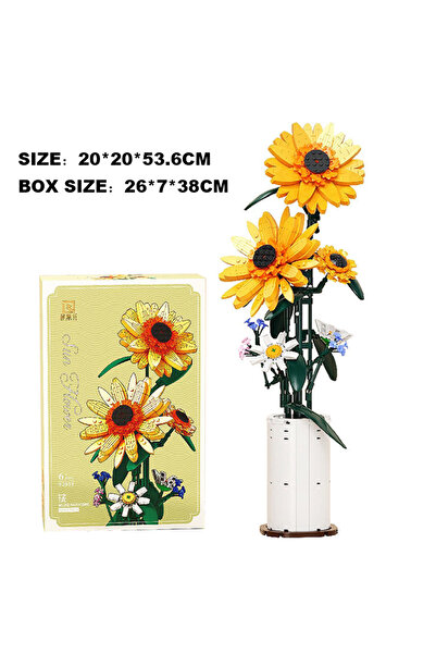 Choice With Original Box Creative Sunflower Bouquet Potted Building Blocks Immortal Flower Home Desk Plant