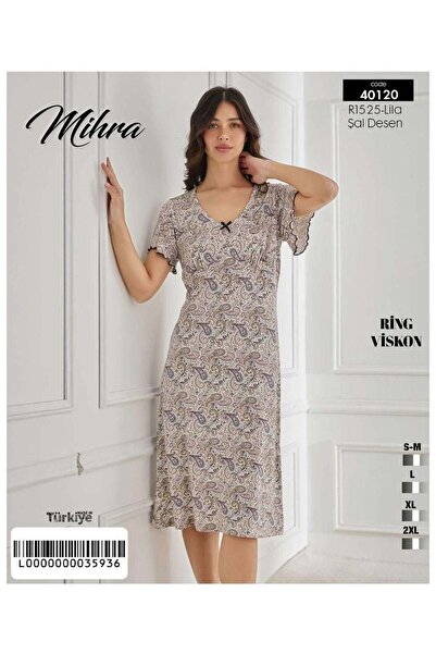 Mihra Lila Renkli Viskon Kumaş Kadın Gecelik