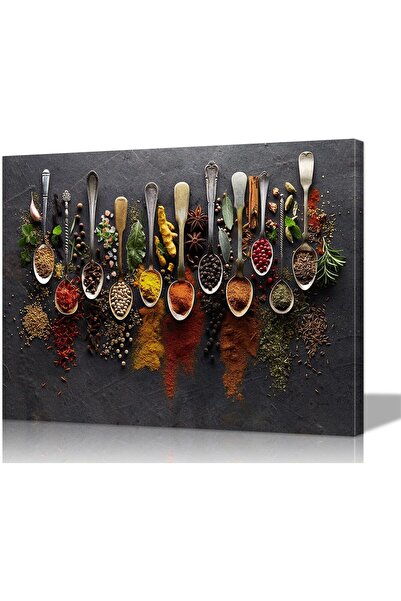 Emoda home Trove لوحة فنية جدارية ملونة للمطبخ - ملصقات بهارات وملاعق 40×60 سم