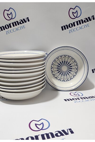 Güral Porcelain Digital 12 Pieces 14 cm (Small) Soup Bowl (1 Piece with Napoli Knife as a Gift)