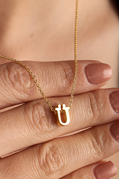 Lucente Jewellery Luxury Serisi Işıklı Hediye Kutulu 925 Ayar Altın Gümüş Kaplama Ü Harfi Üç Boyutlu Döküm Harf