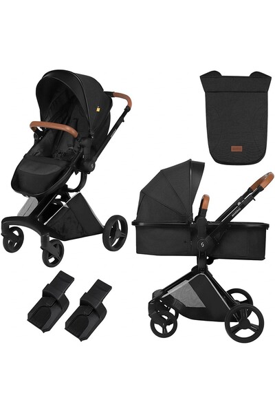 JollyMag Carucior transformabil 2 in 1 Skiddou Nasjo Onyx, Negru