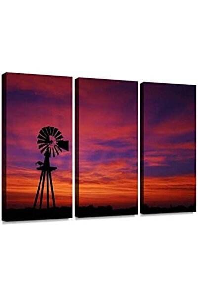Emoda home Trove لوحة فنية جدارية تجريدية من قماش ALAYRA، غروب الشمس في مزرعة...