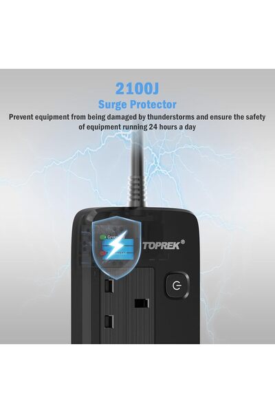 Generic TOPREK 8 Way Extension Lead with Individual Switches, 2100 Surge Protected Extension Lead with Indic