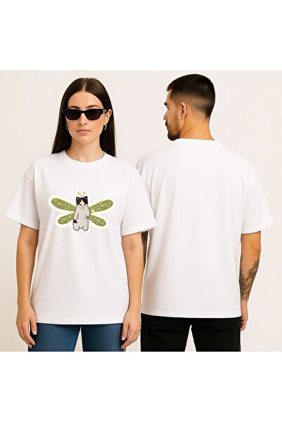 Modacımözlem تي شيرت قطني كبير الحجم مطبوع عليه قطة خرافية للرجال/النساء مناسب لكلا الجنسين