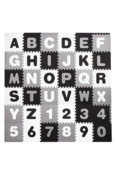 JollyMag Foam carpet for children, EVA gray with black, alphabet and numbers ...