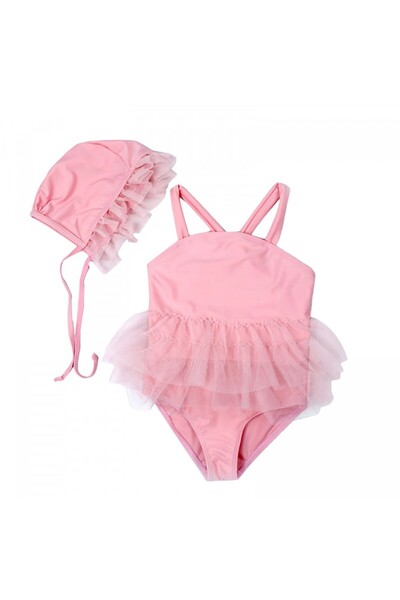 JollyMag Costum de baie Roz cu caciulita Drool (Varsta: 3 - 4 ani)