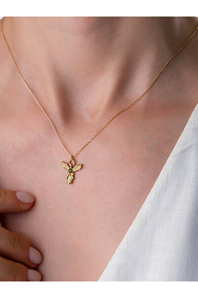 ÇAĞLAYAN KUYUMCULUK 14 Ayar Altın Zümrüdü Anka Kolye