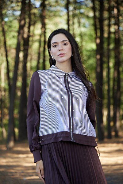 Moodbasic ÇİZGİLİ TAŞLI ETEKLİ TAKIM