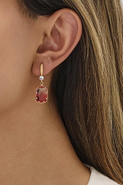 New Obsessions Kırmızı Taşlı Sallantılı Zarif Küpe