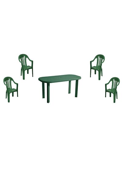 DacEnergy Set mobilier gradina , fabricat din polipropilena, masa ovala si pa...