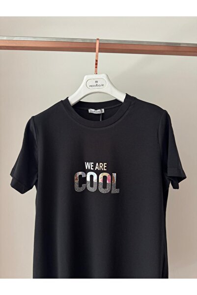 Moodbasic YAZI BASKILI TAŞLI TSHIRT