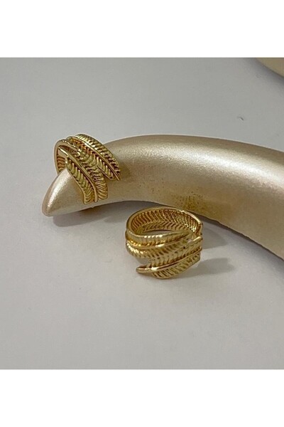 Goche Kadın Altın Kaplama Zirkon Taşlı Sarmaşık Tüy Eklem Küpesi (Sıkıştırmalı) - Yüksek Kalite