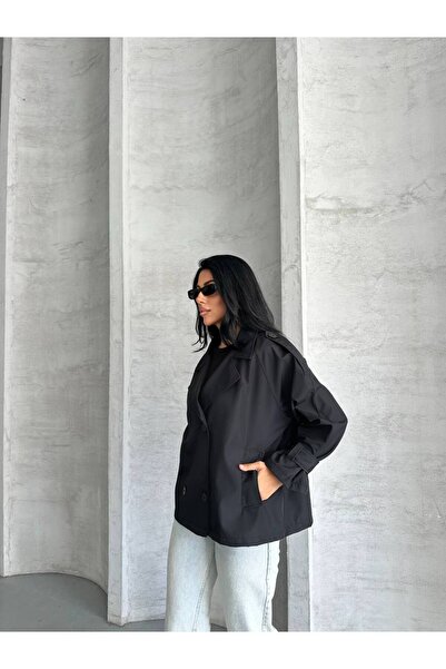 ZF BUTİK Crop-Trenchcoat mit Schultermanschetten