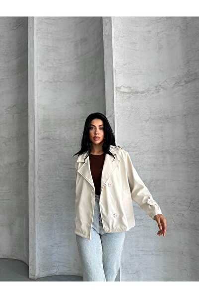 ZF BUTİK Crop-Trenchcoat mit Schultermanschetten