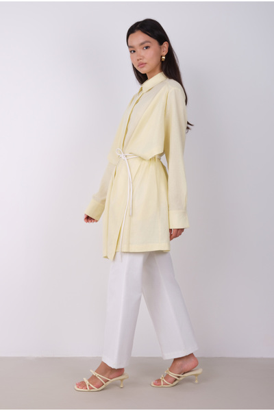 HEQA Geniş Parçalı Tasarım Gömlek Soft Sarı