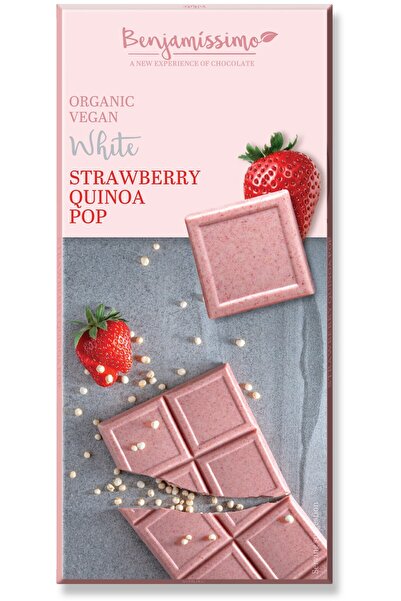 JollyMag Ciocolata alba cu capsuni si quinoa bio, 70g, Benjamissimo