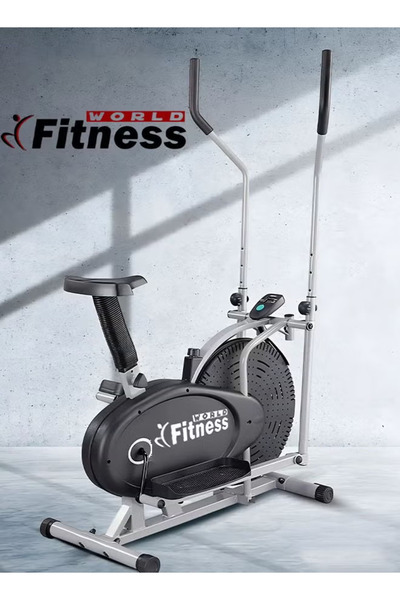 Fitness World دراجة تمارين اوربتراك جهاز اوربتراك رياضي بيضاوي الشكل مزود بشاشة LCD ذكية لقياس النبض من اليد