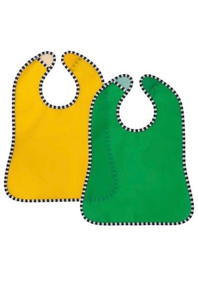 IKEA مريلة أطفال من جرونفينك باللونين الأخضر والأصفر، قطعتان
