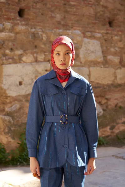 ED Scarf وشاح جليز إندلز بنمط - أحمر