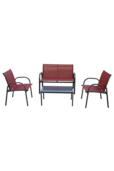 DacEnergy Set mobilier gradina , metal si textilen, blat din sticla, cu 2 sca...