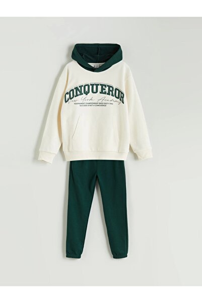 LC Waikiki LCW Kids Ecru Hooded Set de trening pentru băiat