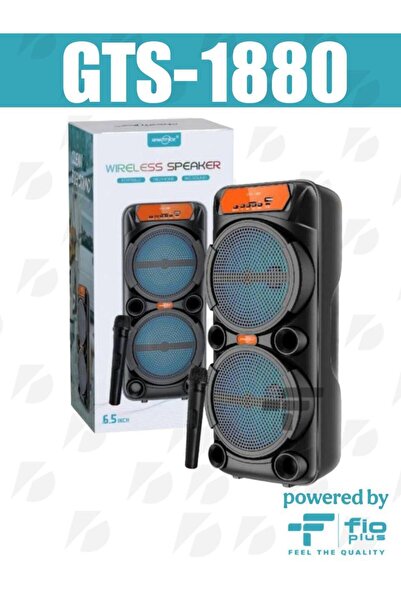 BlueTeam 6.5" karaoke mikrofon çift hoparlör Bluetooth Led Işıklı Taşınabilir...