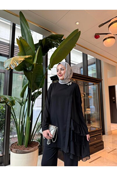 Moodbasic DANTELLİ ŞİFON FIRFIRLI KREP TAKIM