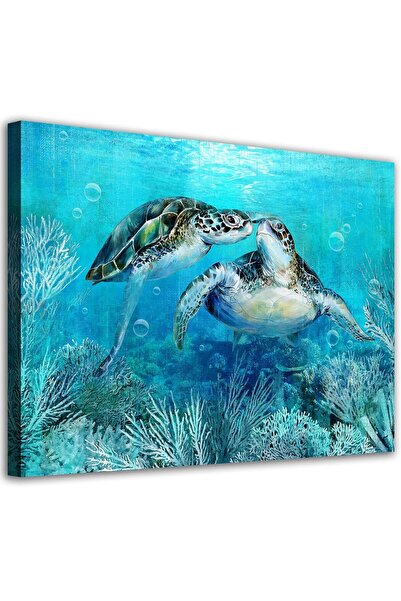 ALAYRA International Canvas Wall Art – Sea Turtle & Coral Ocean Design 40x60 cm