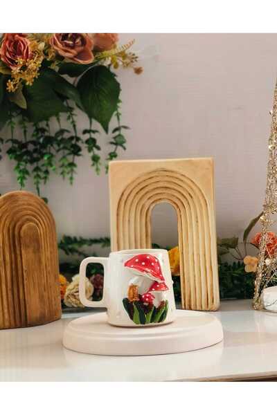 AYLEFE HOBBY Handmade Ceramic Mug with Mushroom Decor