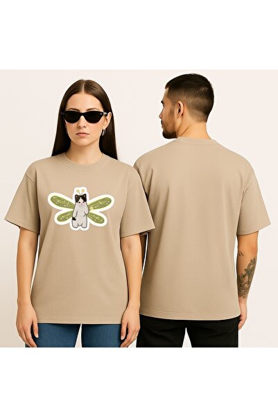 Modacımözlem تي شيرت قطني كبير الحجم مطبوع عليه قطة خرافية للرجال/النساء مناسب لكلا الجنسين