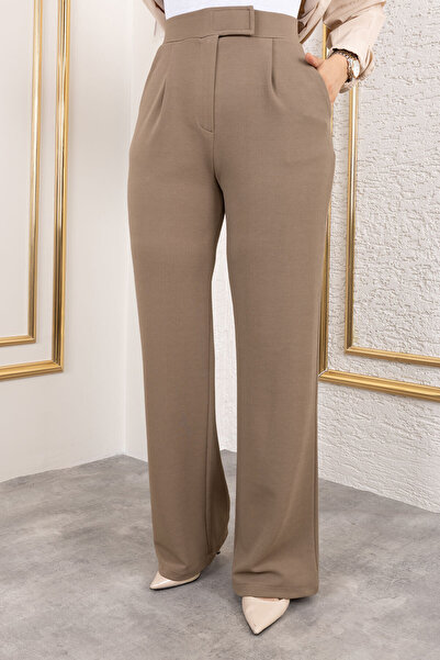 Tesettür Dünyası Κλείσιμο με Velcro Ψηλόμεσο παντελόνι palazzo TSD250204 Βιζόν