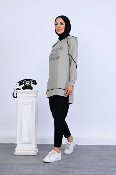Mymood BİYE DETAYLI YAZILI SWEATSHIRT