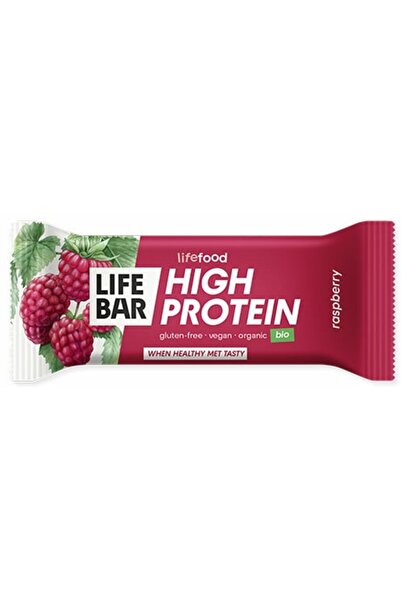 JollyMag Lifebar baton proteic cu zmeura, bio, 40g, Lifefood