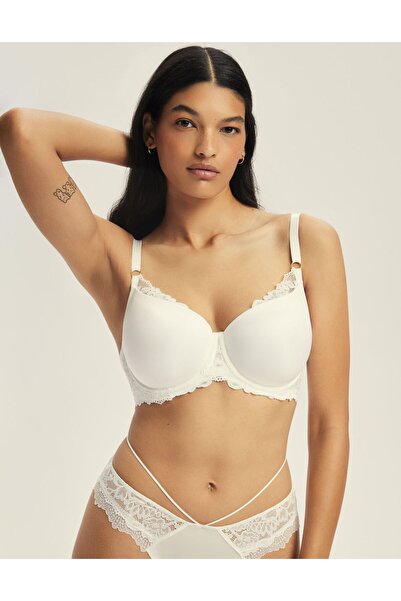 ESOTIQ Lightly Padded Bra Underwired Smooth Cups with Lace Details Comfortable & Sexy | Notty